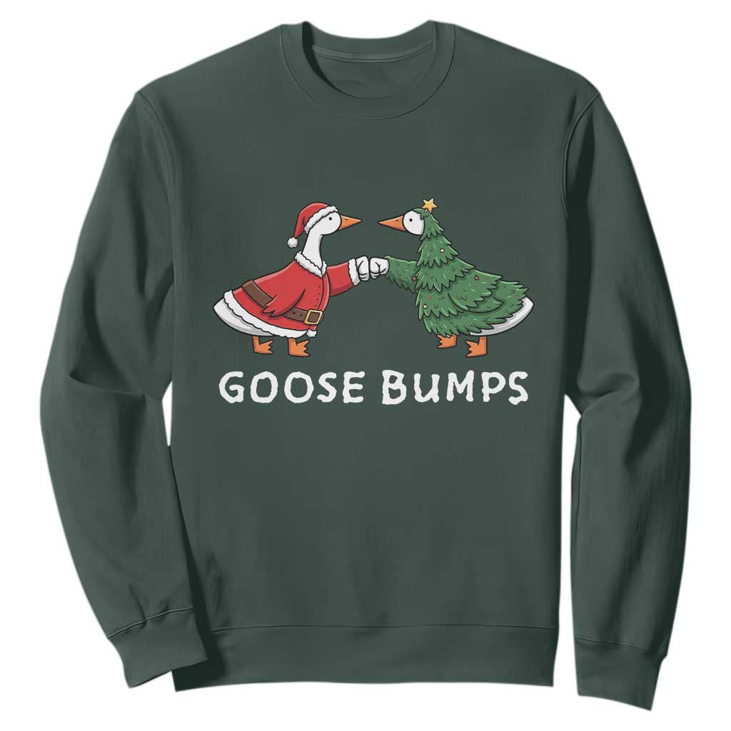 Christmas Goose Bumps Holiday Season Sweatshirt TS14 Dark Forest Green Print Your Wear