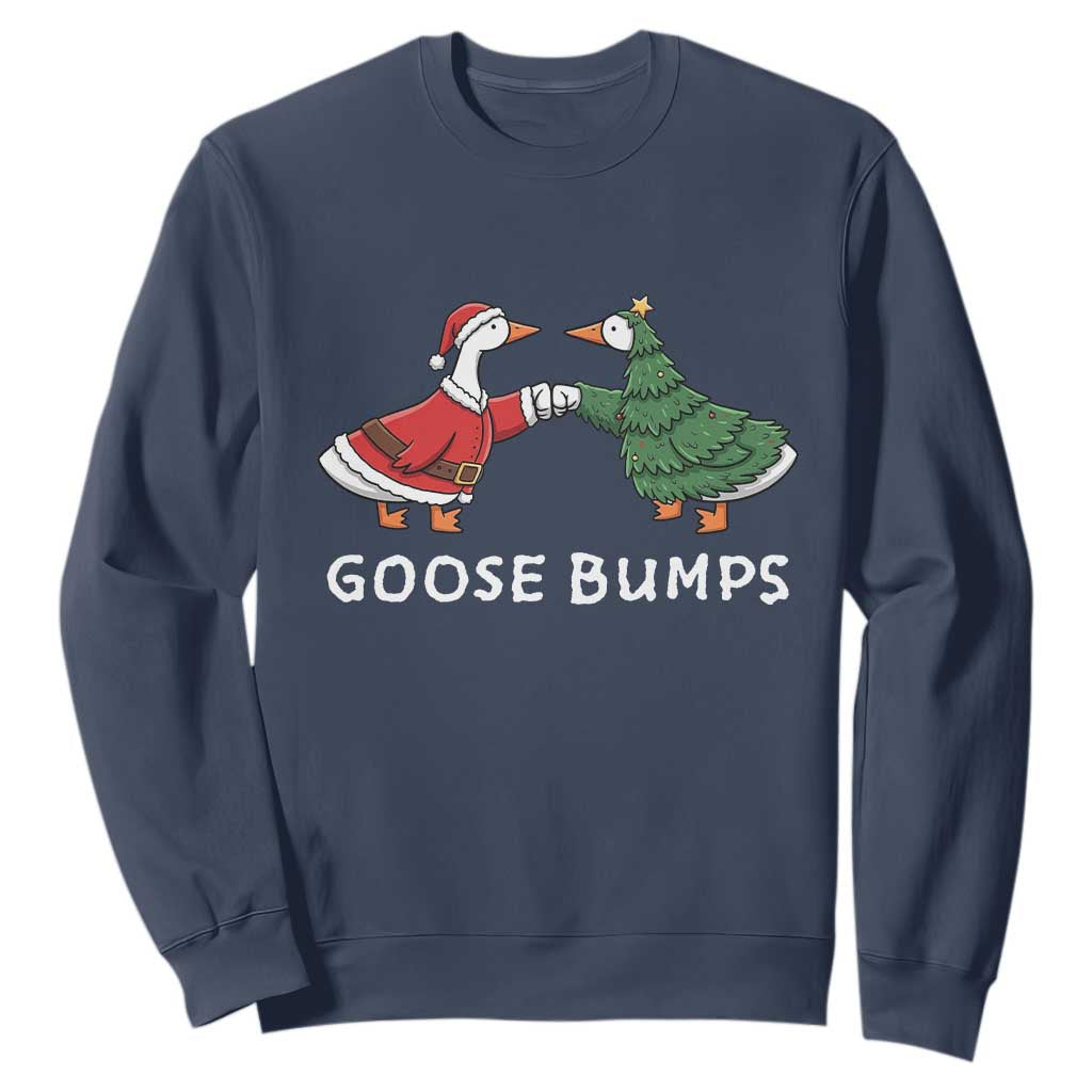 Christmas Goose Bumps Holiday Season Sweatshirt TS14 Navy Print Your Wear