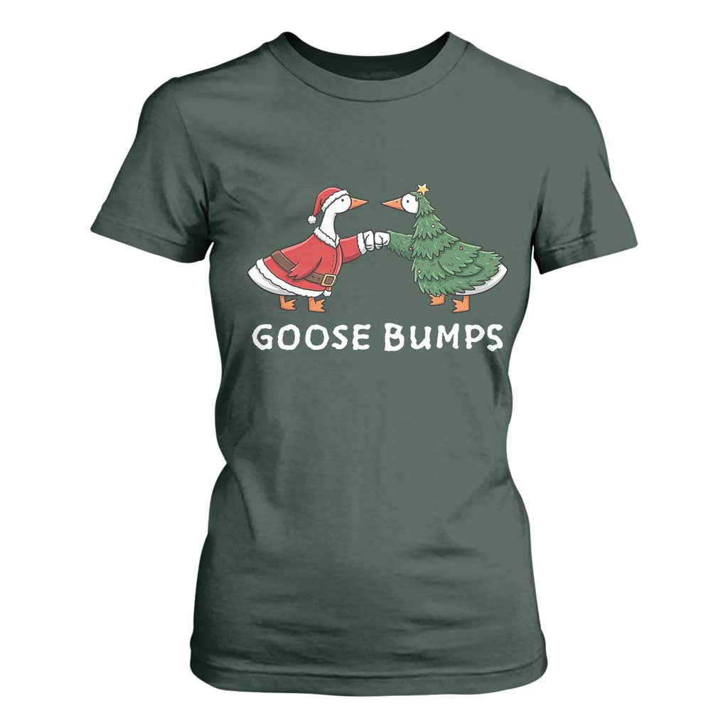 Christmas Goose Bumps Holiday Season T Shirt For Women TS14 Dark Forest Green Print Your Wear
