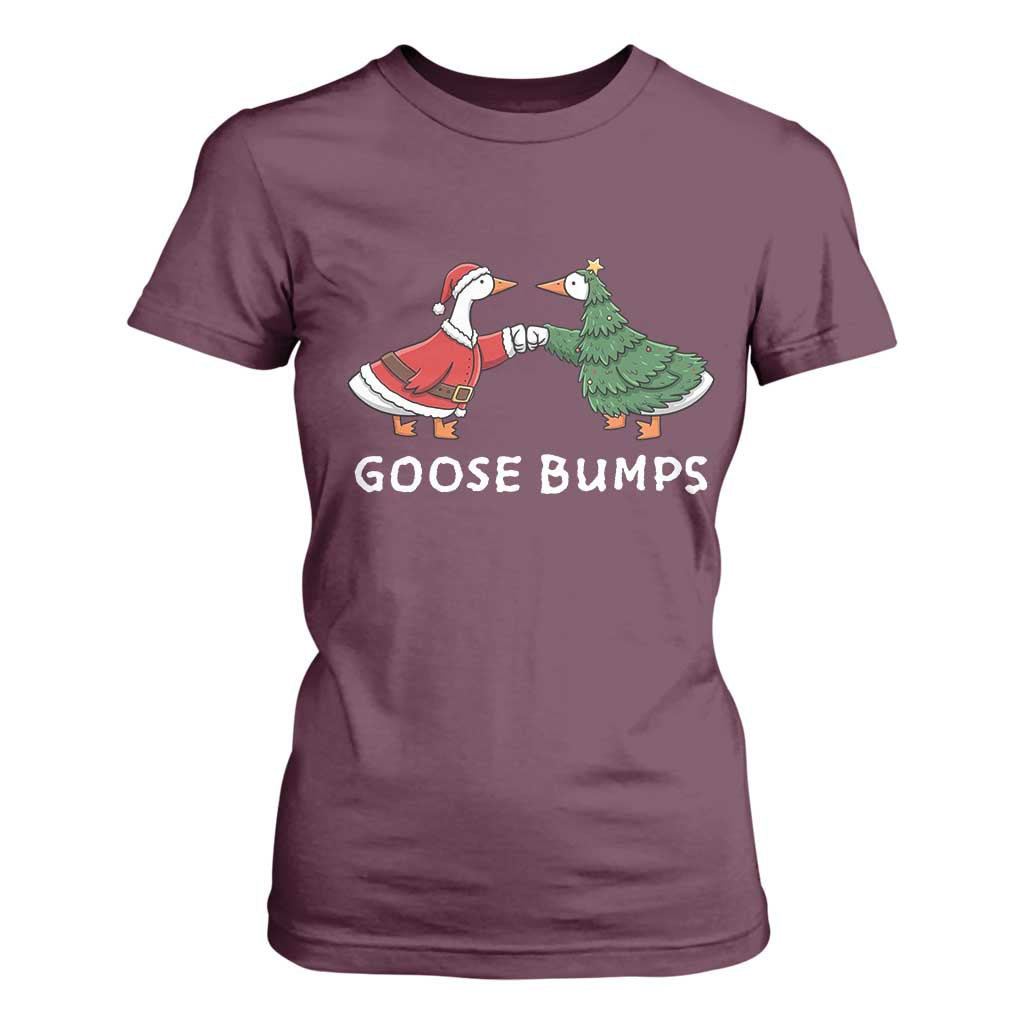 Christmas Goose Bumps Holiday Season T Shirt For Women TS14 Maroon Print Your Wear