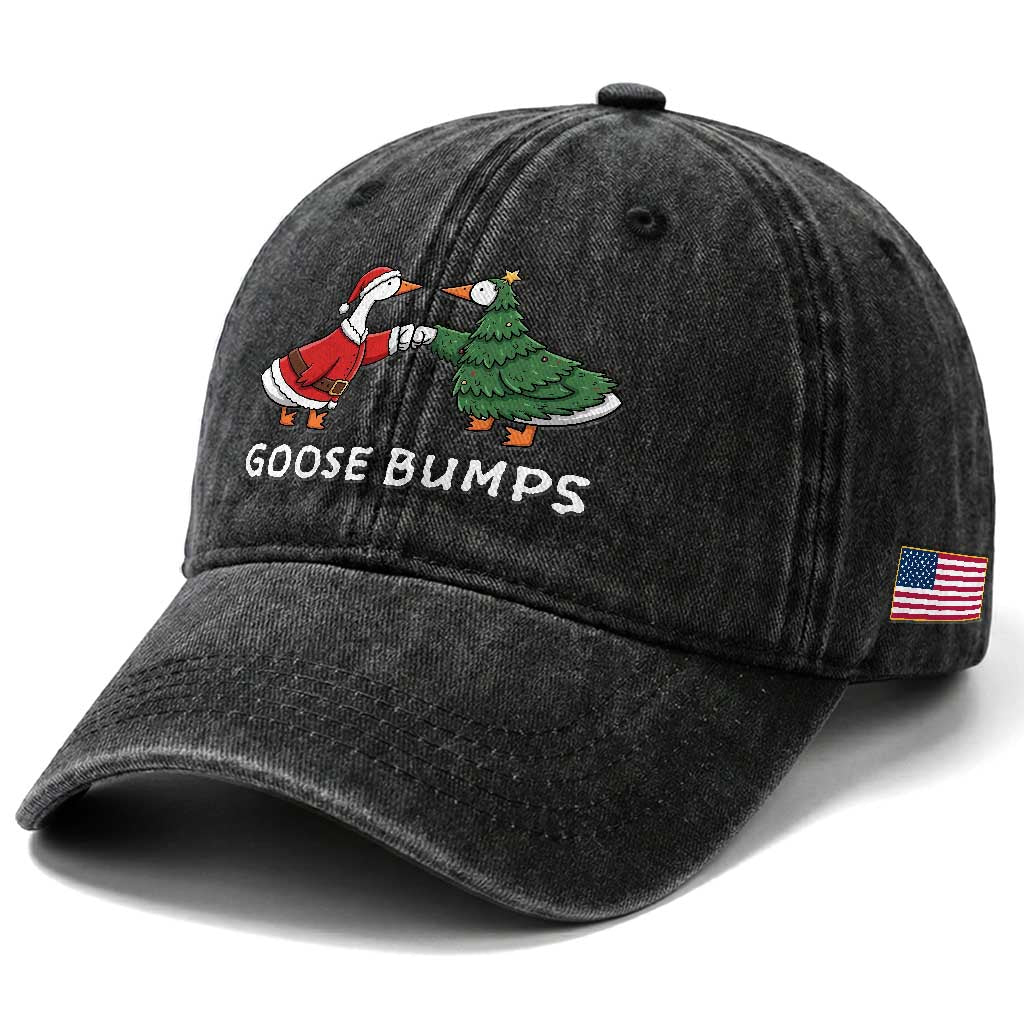 Christmas Goose Bumps Holiday Season Washed Cotton Baseball Cap TS14 Print Your Wear