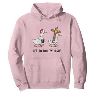 Christian Christmas Goose Hoodie Off To Follow Jesus TS14 Light Pink Print Your Wear