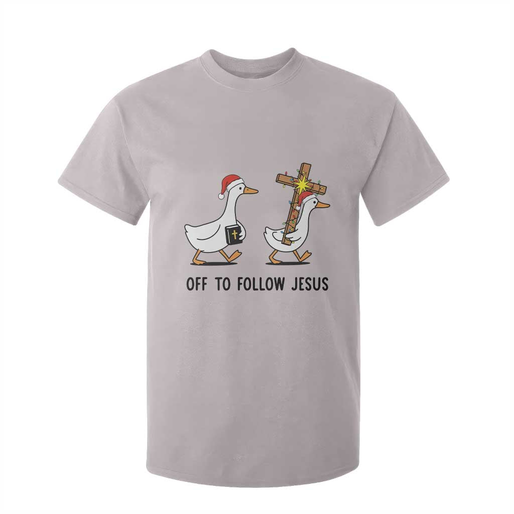 Christian Christmas Goose T Shirt For Kid Off To Follow Jesus - Print Your Wear
