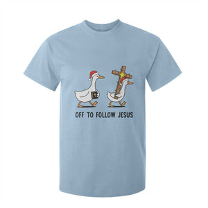 Christian Christmas Goose T Shirt For Kid Off To Follow Jesus - Print Your Wear