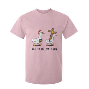 Christian Christmas Goose T Shirt For Kid Off To Follow Jesus TS14 Light Pink Print Your Wear