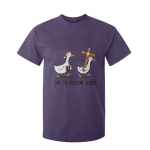 Christian Christmas Goose T Shirt For Kid Off To Follow Jesus TS14 Purple Print Your Wear