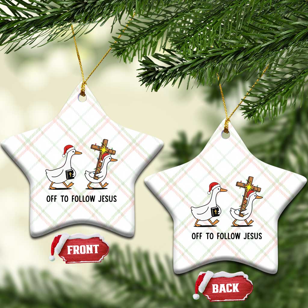 Christian Christmas Goose Ceramic Ornament Off To Follow Jesus TS14 Print Your Wear