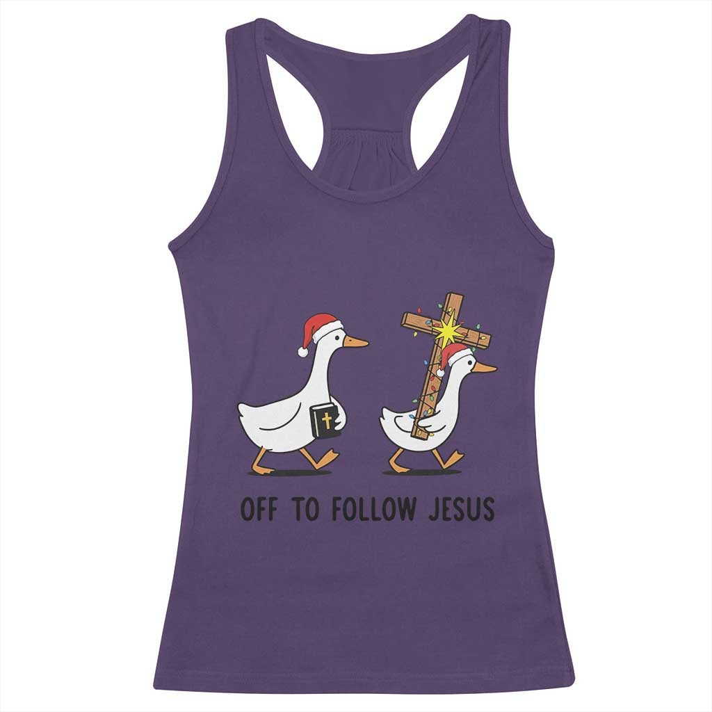 Christian Christmas Goose Racerback Tank Top Off To Follow Jesus TS14 Purple Print Your Wear