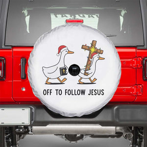 Christian Christmas Goose Spare Tire Cover Off To Follow Jesus TS14 White Print Your Wear