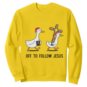 Christian Christmas Goose Sweatshirt Off To Follow Jesus TS14 Daisy Print Your Wear