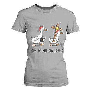 Christian Christmas Goose T Shirt For Women Off To Follow Jesus TS14 Sport Gray Print Your Wear