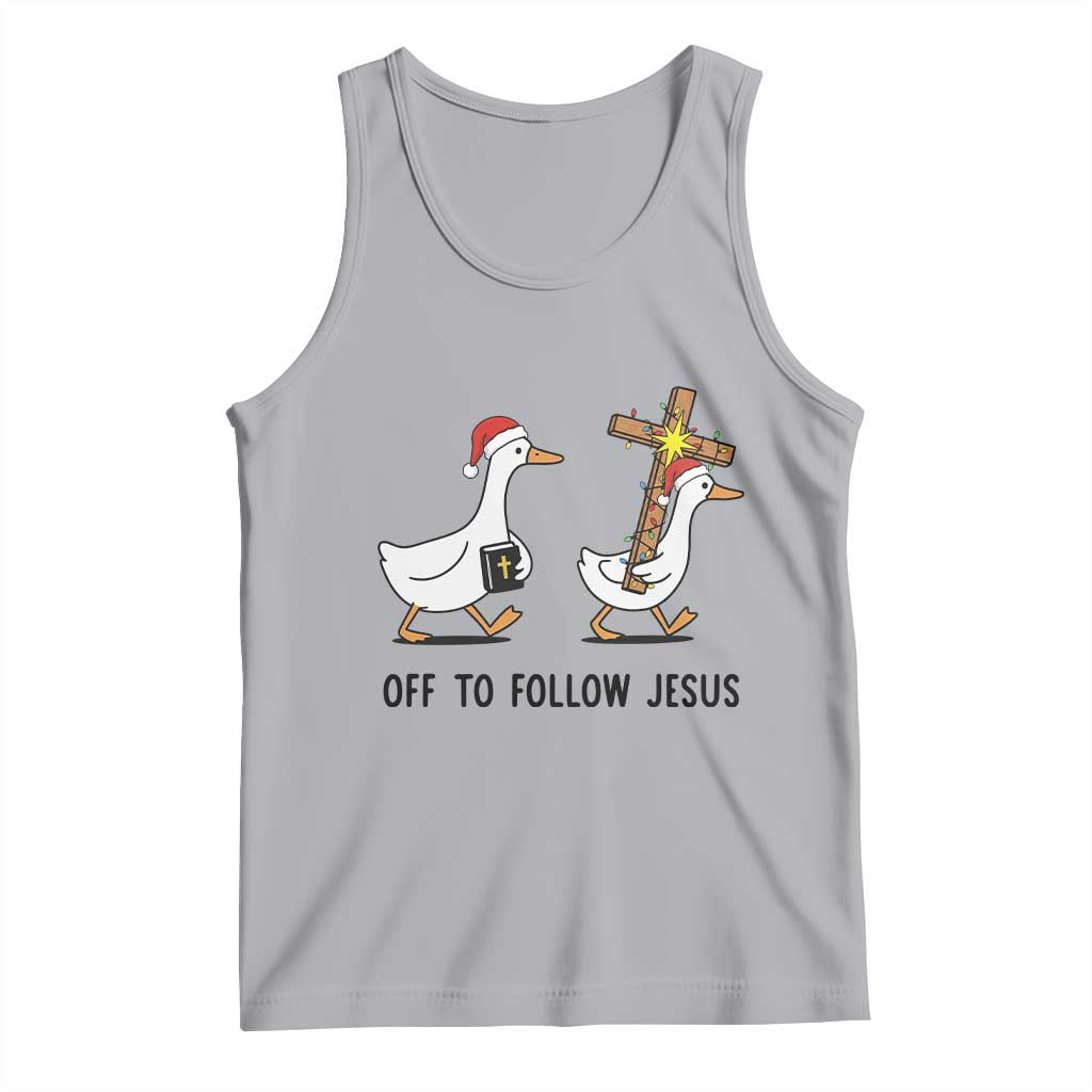 Christian Christmas Goose Tank Top Off To Follow Jesus TS14 Athletic Heather Print Your Wear