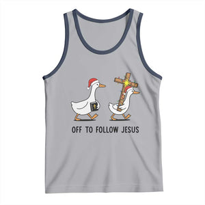 Christian Christmas Goose Tank Top Off To Follow Jesus TS14 Athletic Heather Navy Print Your Wear