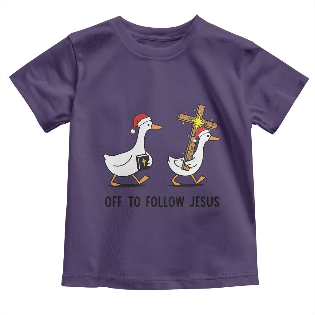 Christian Christmas Goose Toddler T Shirt Off To Follow Jesus TS14 Purple Print Your Wear
