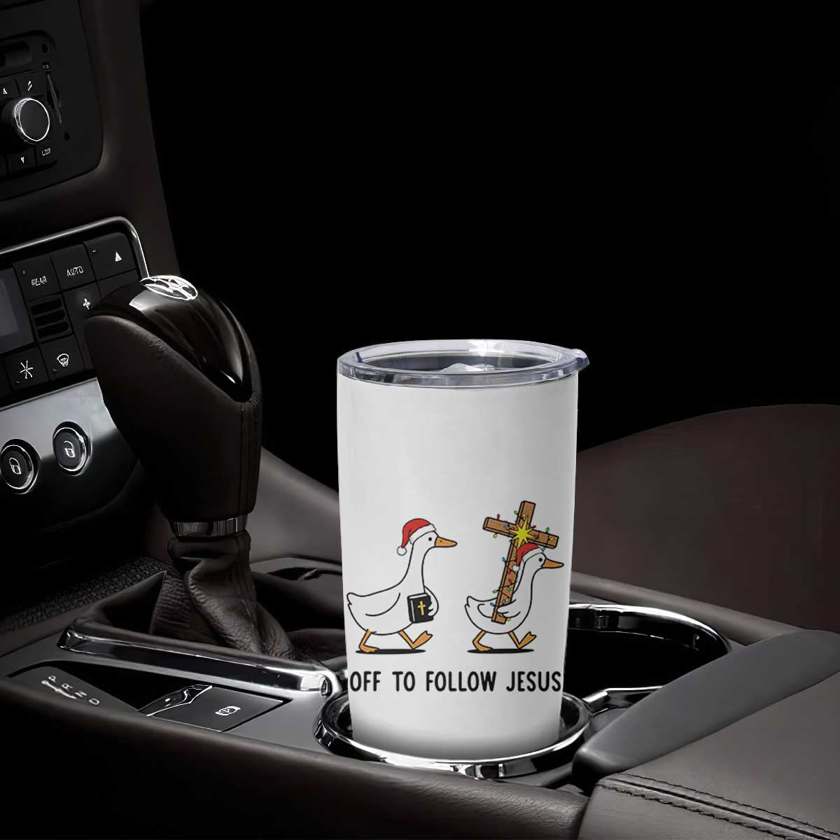 Christian Christmas Goose Tumbler Cup Off To Follow Jesus TS14 Print Your Wear