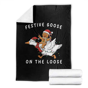 Festive Goose On The Loose Christmas Throw Blanket Funny Goose Gingerbread Xmas TS14 Black Print Your Wear
