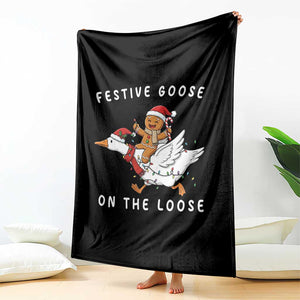 Festive Goose On The Loose Christmas Throw Blanket Funny Goose Gingerbread Xmas TS14 Print Your Wear