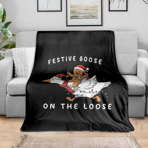 Festive Goose On The Loose Christmas Throw Blanket Funny Goose Gingerbread Xmas TS14 Print Your Wear
