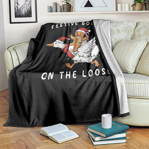 Festive Goose On The Loose Christmas Throw Blanket Funny Goose Gingerbread Xmas TS14 Print Your Wear