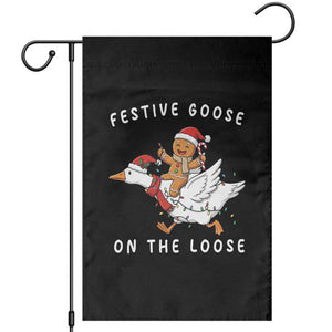 Festive Goose On The Loose Christmas Garden Flag Funny Goose Gingerbread Xmas TS14 Black Print Your Wear