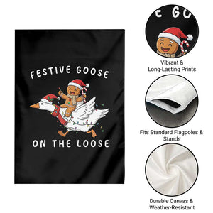 Festive Goose On The Loose Christmas Garden Flag Funny Goose Gingerbread Xmas TS14 Print Your Wear