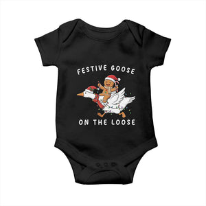 Festive Goose On The Loose Christmas Baby Onesie Funny Goose Gingerbread Xmas TS14 Black Print Your Wear