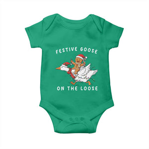 Festive Goose On The Loose Christmas Baby Onesie Funny Goose Gingerbread Xmas TS14 Irish Green Print Your Wear