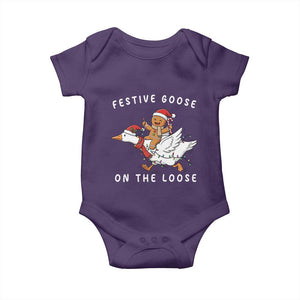 Festive Goose On The Loose Christmas Baby Onesie Funny Goose Gingerbread Xmas TS14 Purple Print Your Wear