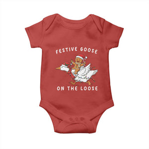 Festive Goose On The Loose Christmas Baby Onesie Funny Goose Gingerbread Xmas TS14 Red Print Your Wear