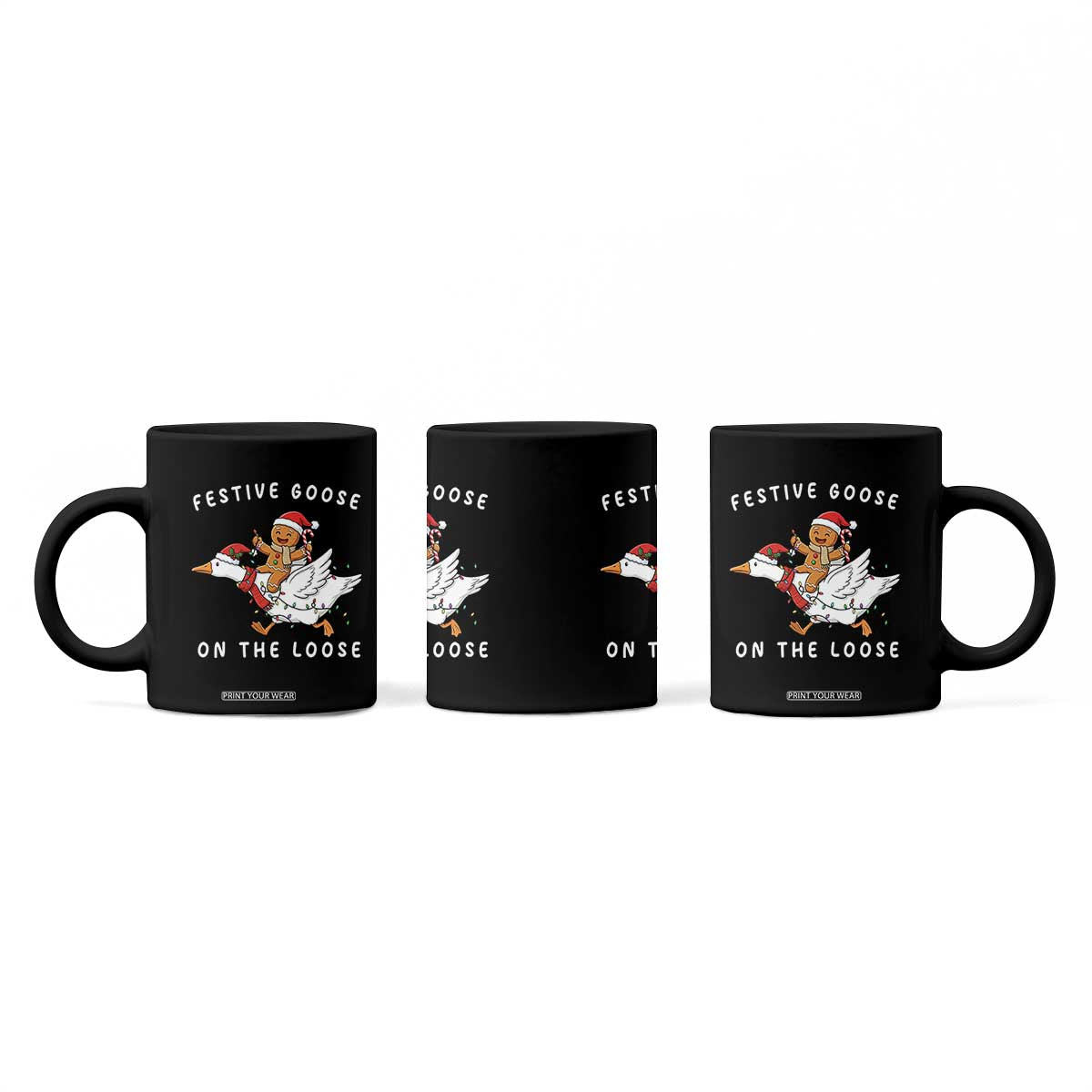 Festive Goose On The Loose Christmas Coffee Mug Funny Goose Gingerbread Xmas TS14 Print Your Wear
