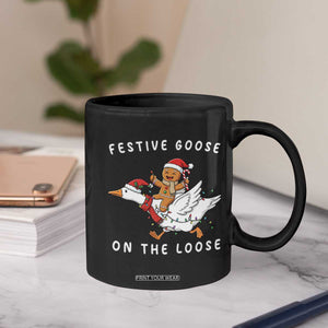 Festive Goose On The Loose Christmas Coffee Mug Funny Goose Gingerbread Xmas TS14 Print Your Wear