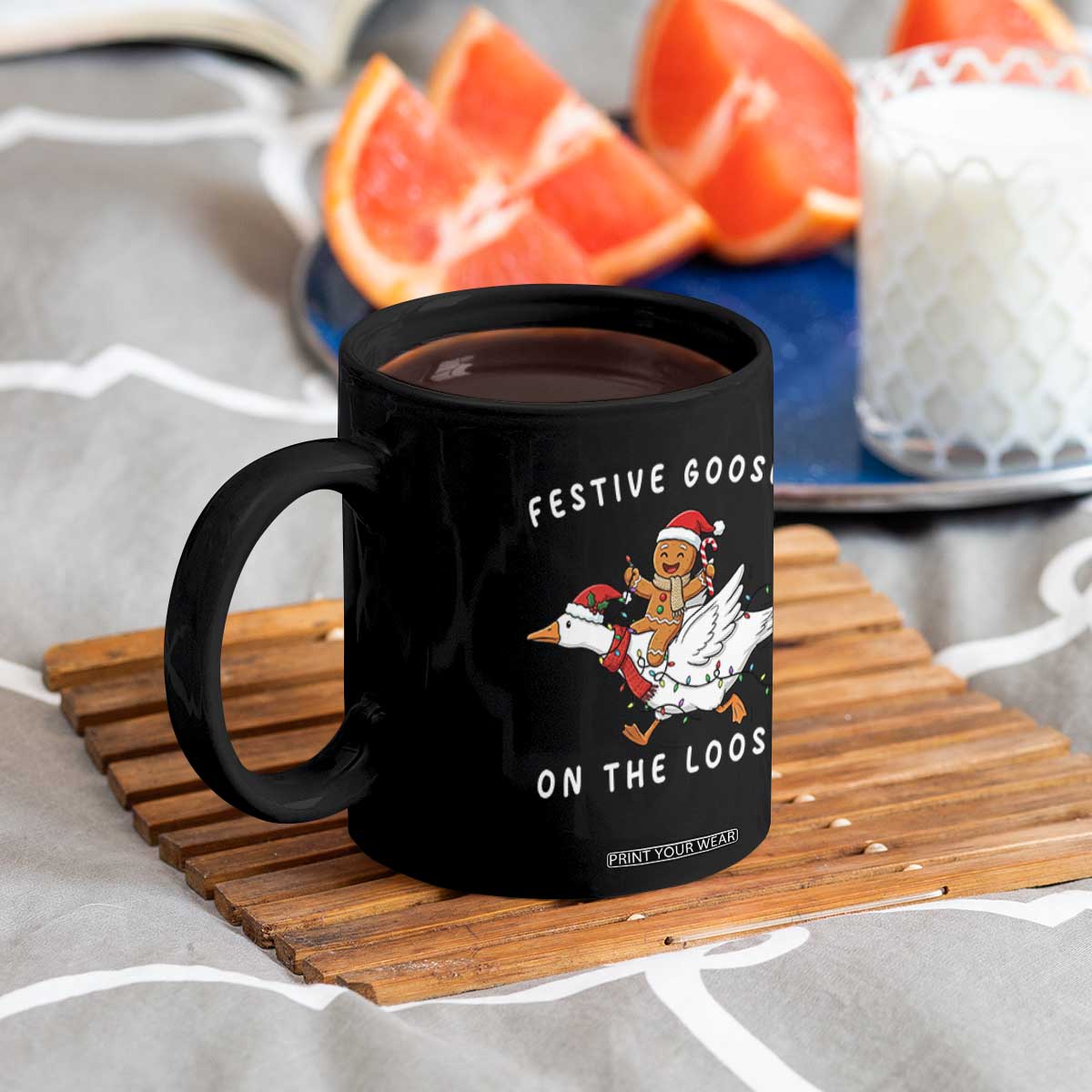 Festive Goose On The Loose Christmas Coffee Mug Funny Goose Gingerbread Xmas TS14 Print Your Wear