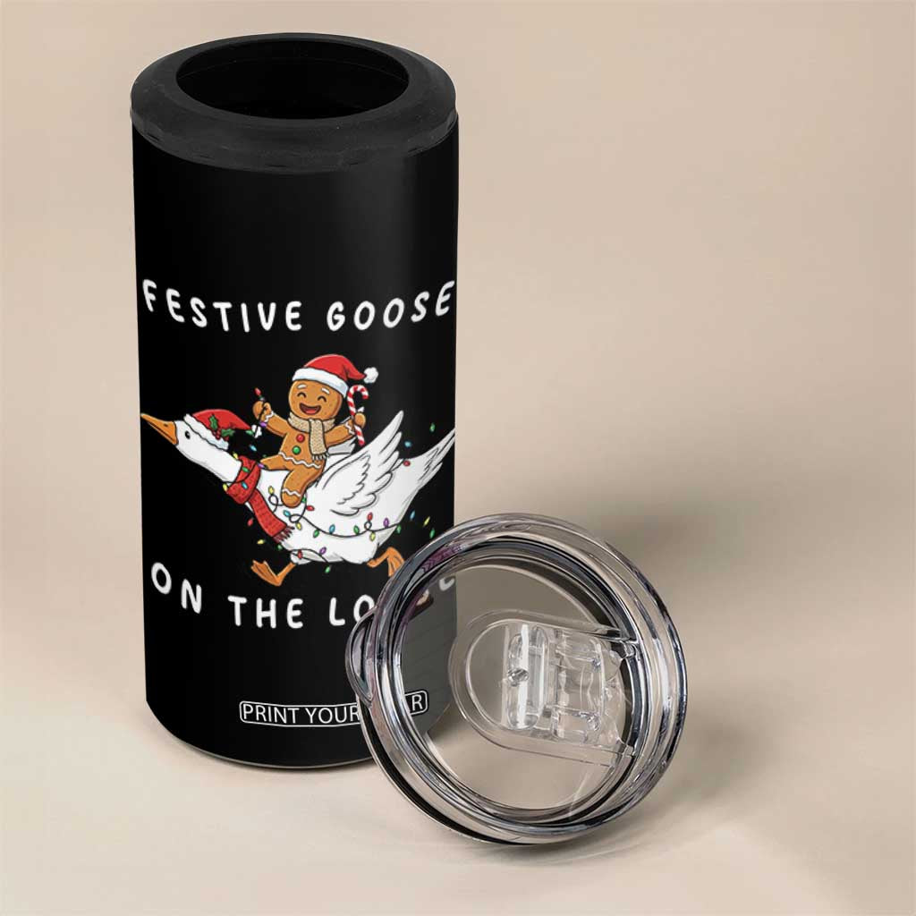 Festive Goose On The Loose Christmas 4 in 1 Can Cooler Tumbler Funny Goose Gingerbread Xmas TS14 Print Your Wear
