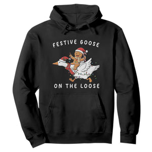 Festive Goose On The Loose Christmas Hoodie Funny Goose Gingerbread Xmas TS14 Black Print Your Wear