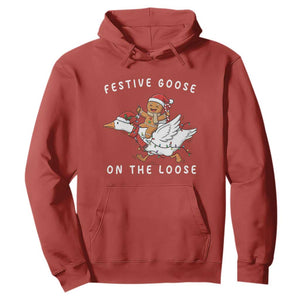 Festive Goose On The Loose Christmas Hoodie Funny Goose Gingerbread Xmas TS14 Red Print Your Wear