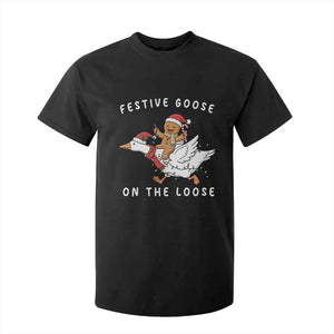 Festive Goose On The Loose Christmas T Shirt For Kid Funny Goose Gingerbread Xmas TS14 Black Print Your Wear
