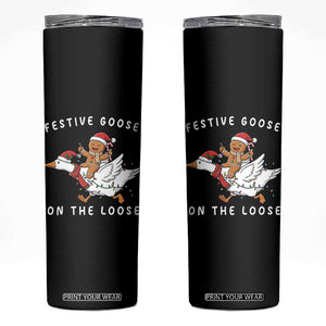 Festive Goose On The Loose Christmas Skinny Tumbler Funny Goose Gingerbread Xmas TS14 Black Print Your Wear