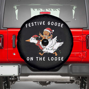 Festive Goose On The Loose Christmas Spare Tire Cover Funny Goose Gingerbread Xmas TS14 Black Print Your Wear