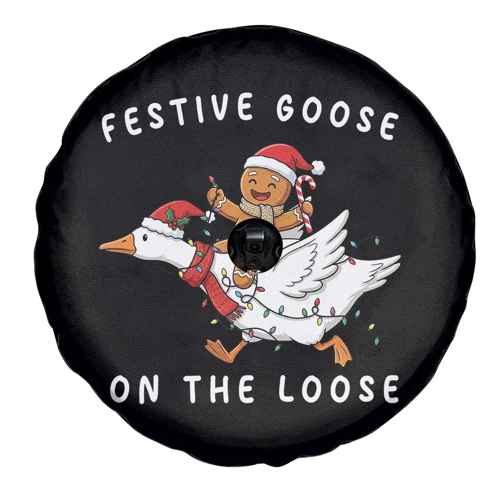 Festive Goose On The Loose Christmas Spare Tire Cover Funny Goose Gingerbread Xmas TS14 Print Your Wear