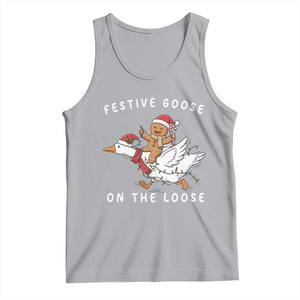Festive Goose On The Loose Christmas Tank Top Funny Goose Gingerbread Xmas TS14 Athletic Heather Print Your Wear