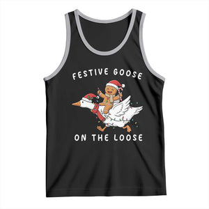 Festive Goose On The Loose Christmas Tank Top Funny Goose Gingerbread Xmas TS14 Black Athletic Heather Print Your Wear