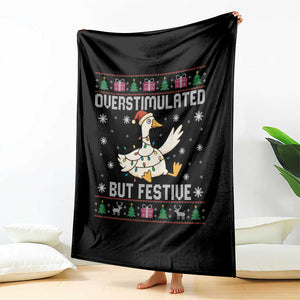 Funny Silly Goose Christmas Throw Blanket Overstimulated But Festive TS14 Print Your Wear