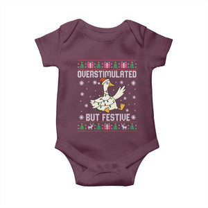 Funny Silly Goose Christmas Baby Onesie Overstimulated But Festive TS14 Maroon Print Your Wear