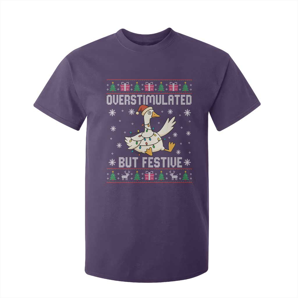 Funny Silly Goose Christmas T Shirt For Kid Overstimulated But Festive TS14 Purple Print Your Wear