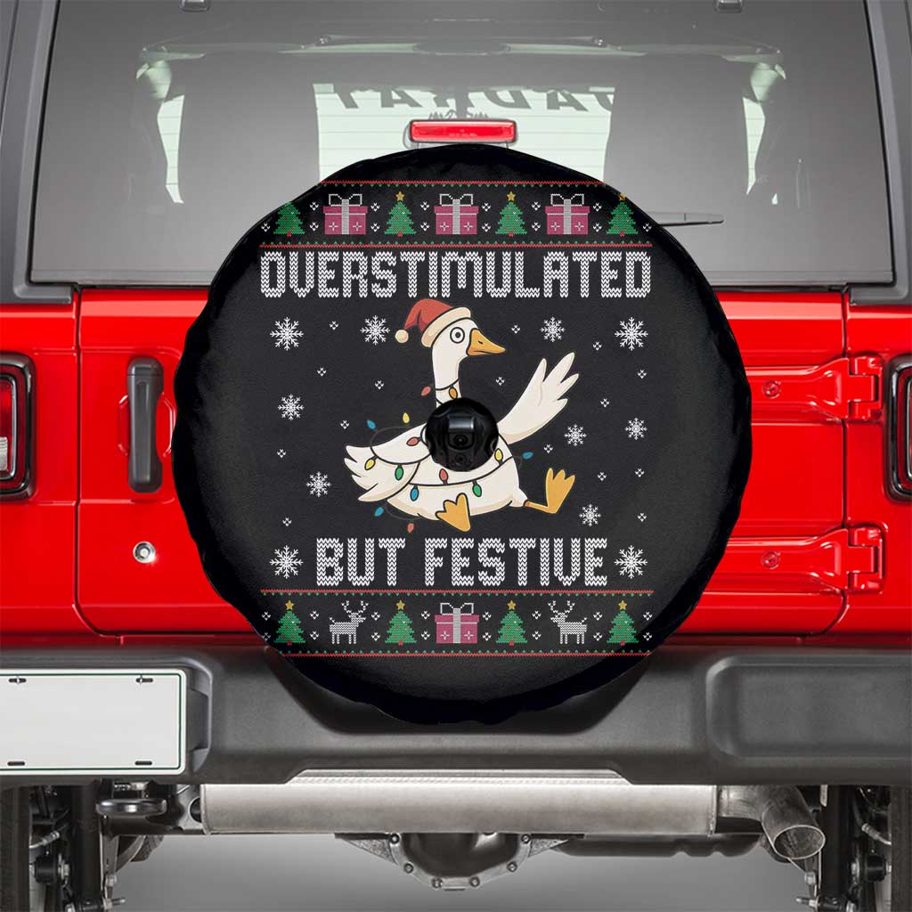 Funny Silly Goose Christmas Spare Tire Cover Overstimulated But Festive TS14 Black Print Your Wear