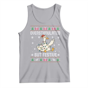 Funny Silly Goose Christmas Tank Top Overstimulated But Festive TS14 Athletic Heather Print Your Wear
