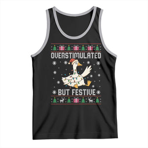 Funny Silly Goose Christmas Tank Top Overstimulated But Festive TS14 Black Athletic Heather Print Your Wear