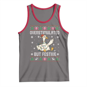 Funny Silly Goose Christmas Tank Top Overstimulated But Festive TS14 Deep Heather Red Print Your Wear