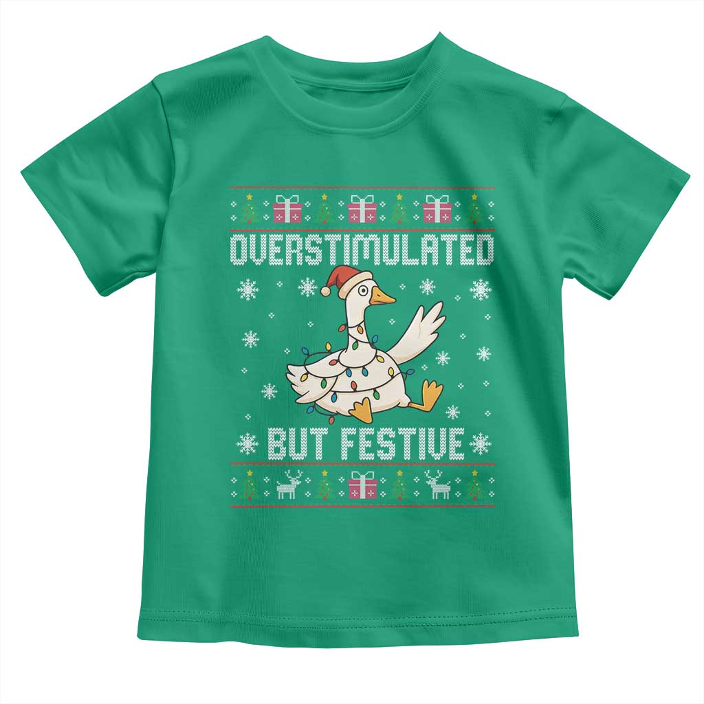 Funny Silly Goose Christmas Toddler T Shirt Overstimulated But Festive TS14 Irish Green Print Your Wear