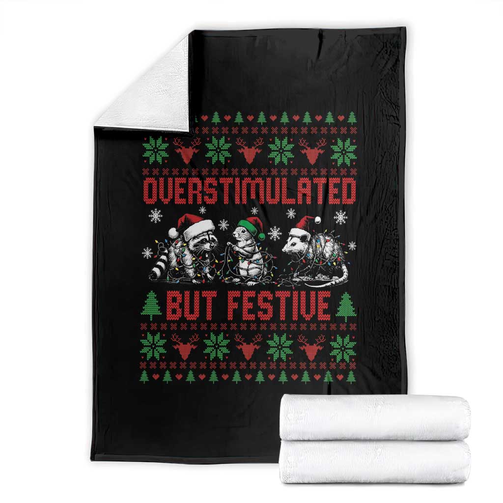 Possum Christmas Throw Blanket Funny Overstimulated But Festive TS14 Black Print Your Wear